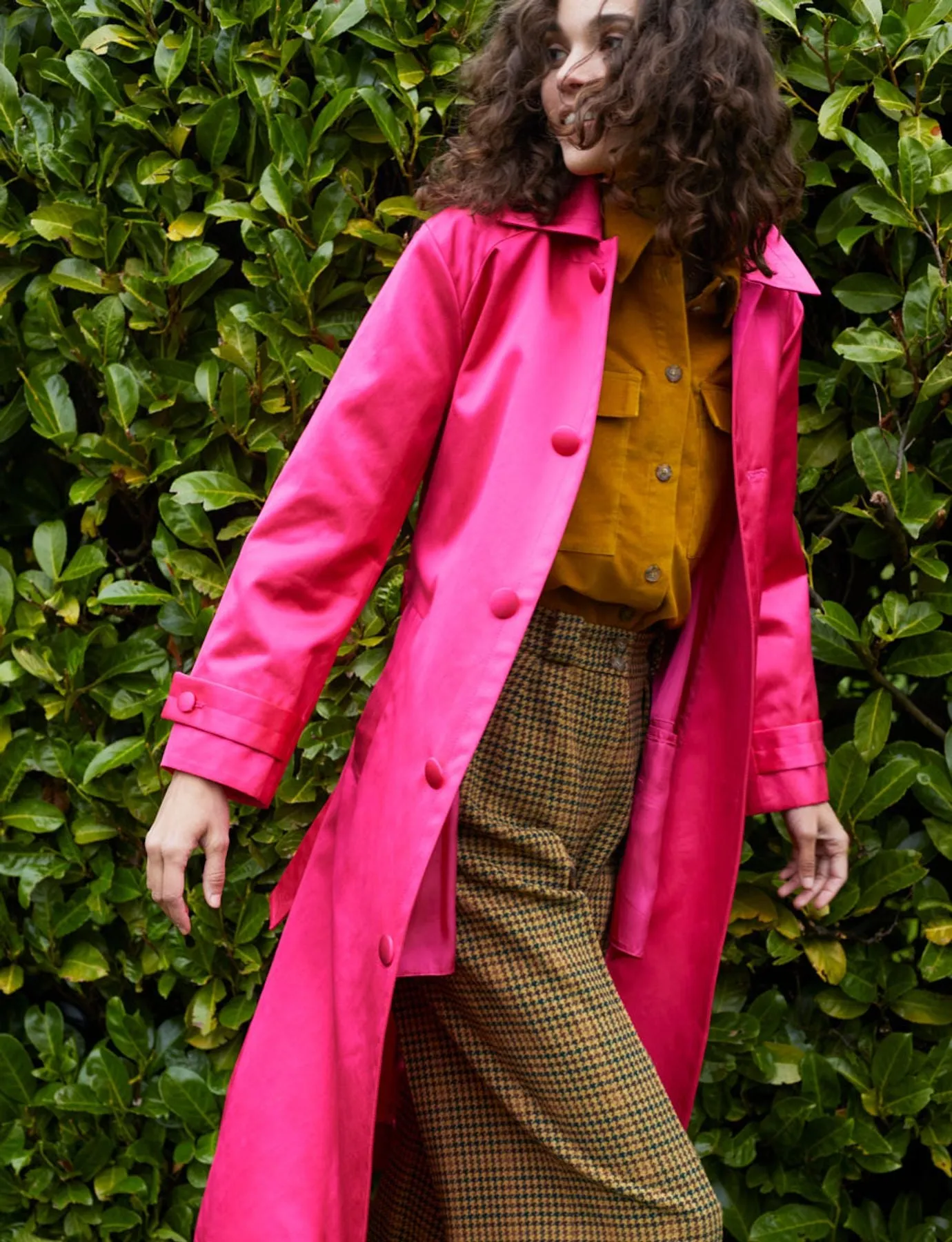 Trench long Esme satin rose