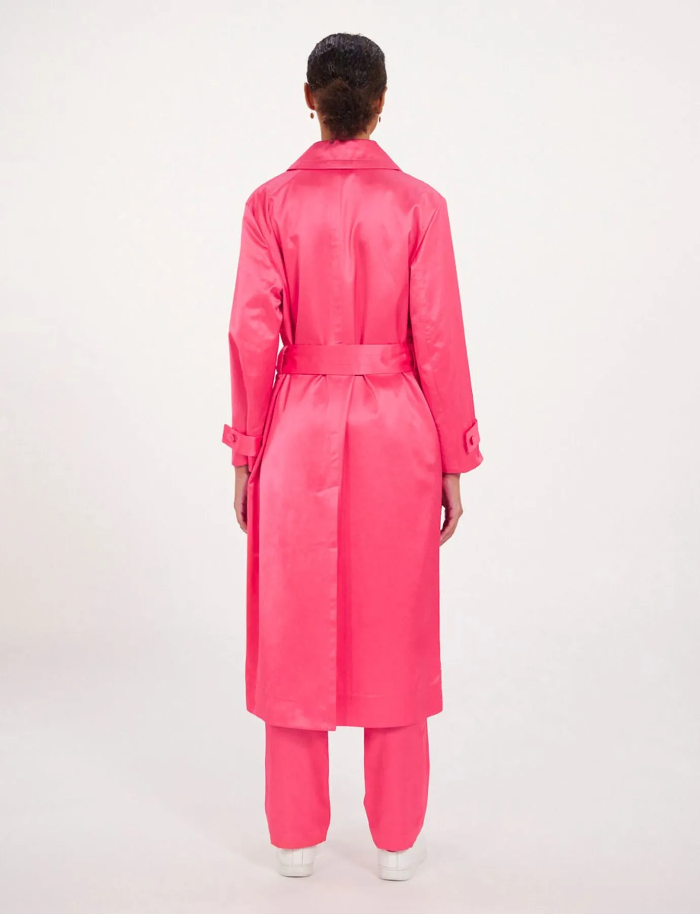 Trench long Esme satin rose