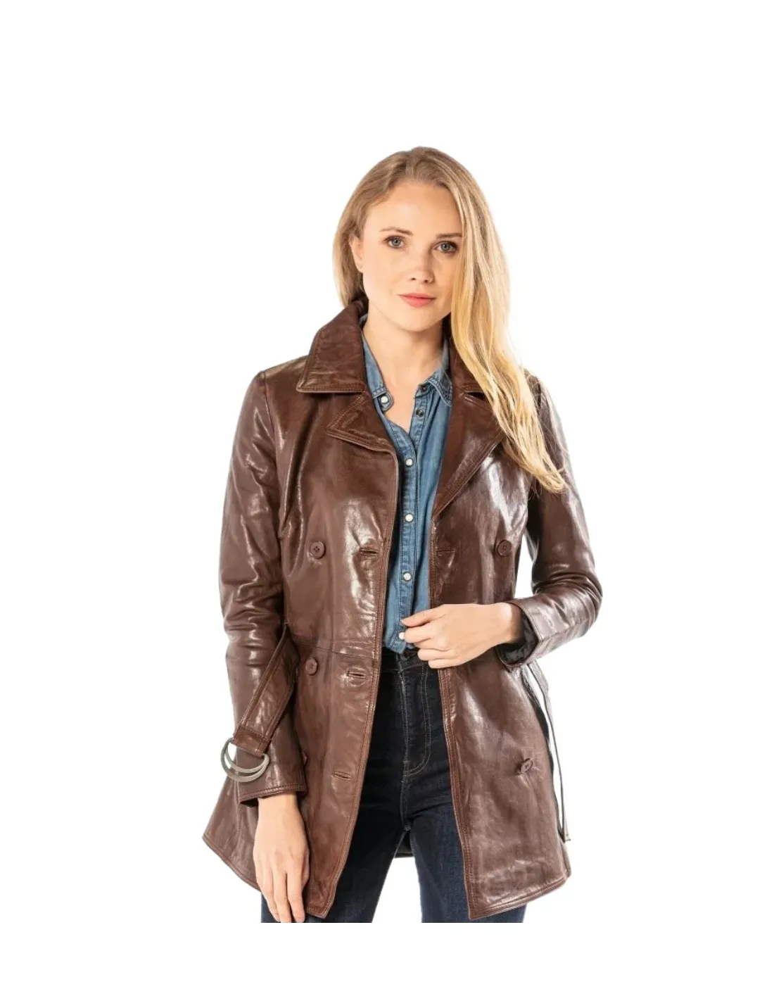 Veste Trench en cuir femme Daytona Ref 31724 Bison