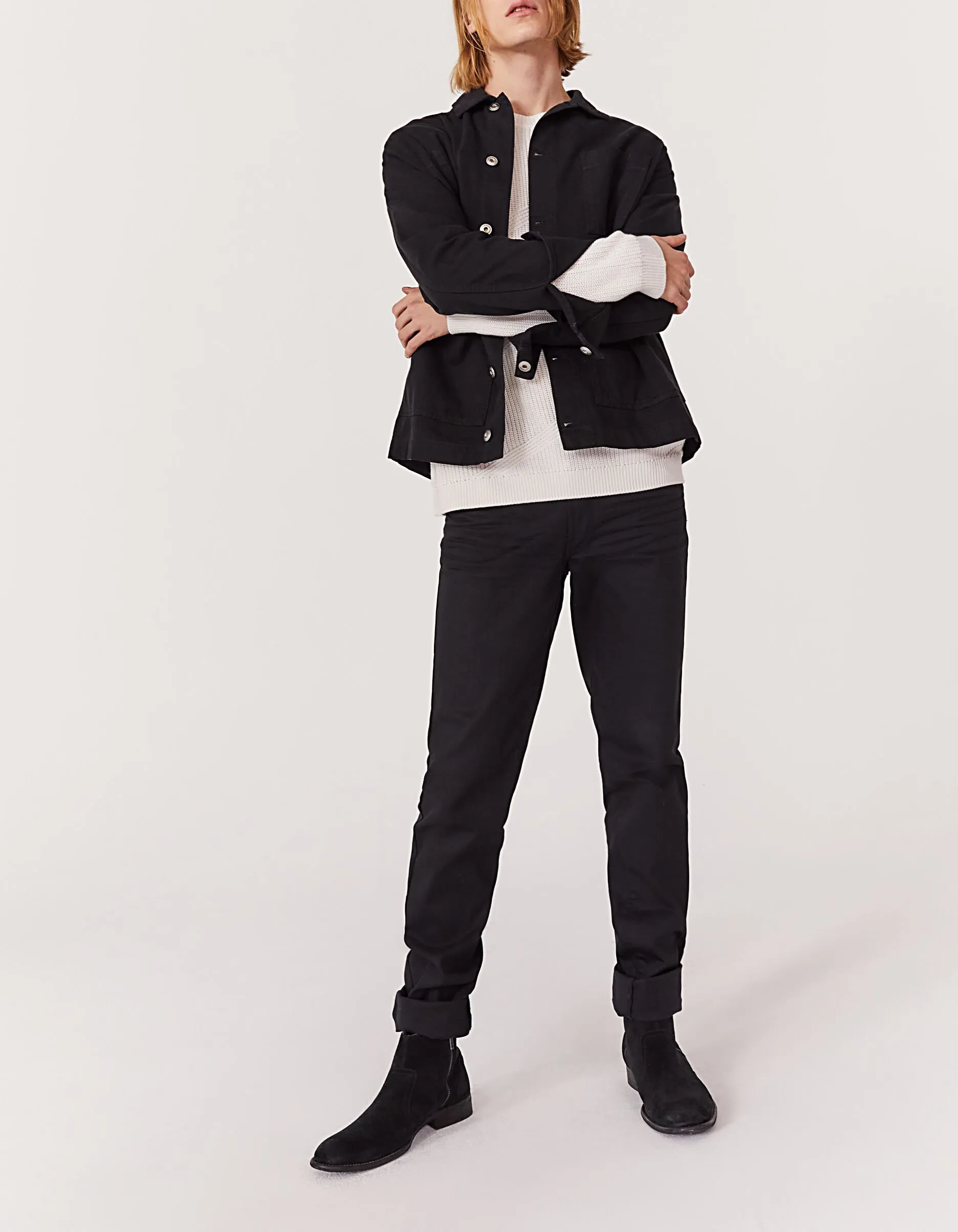 Veste workwear en jean noir coton et chanvre Homme