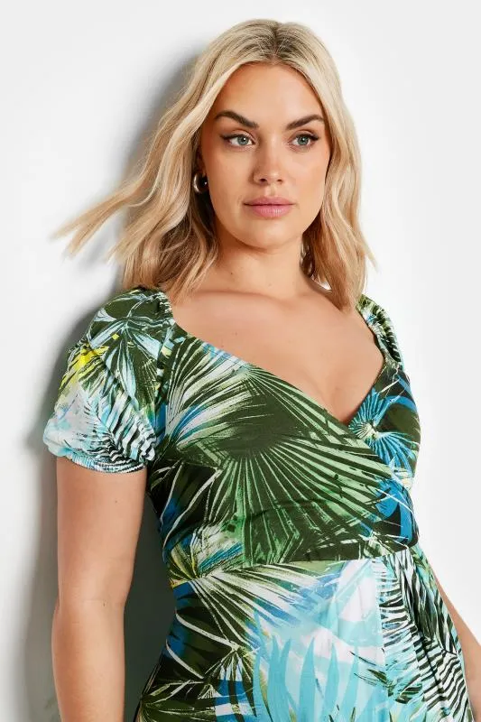 YOURS - Robe Maxi Bleue & Verte Design Tropical