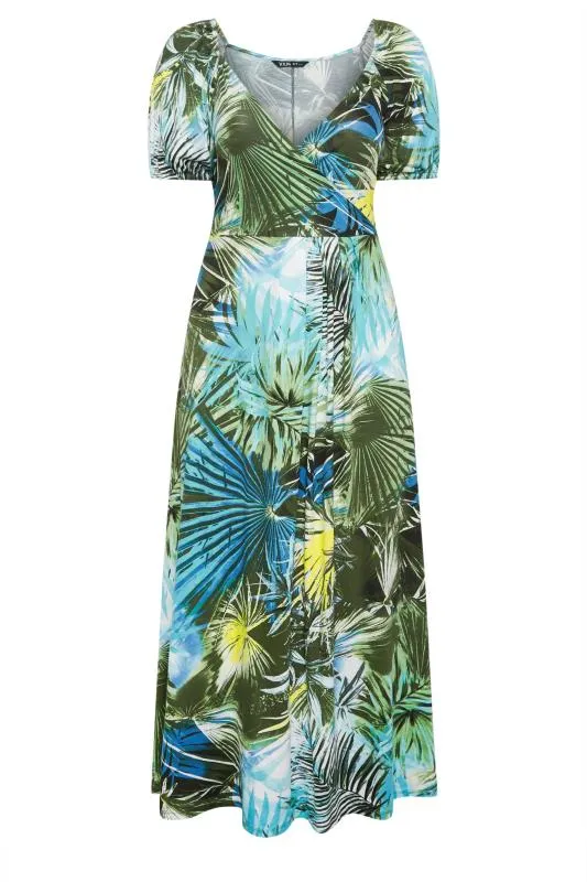 YOURS - Robe Maxi Bleue & Verte Design Tropical